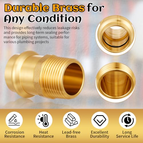 Image of 16 Pack 1 /2 inch Press x 1 /2 inch MIP Brass Press Fittings | Npt Adapter for Residential & Commercial Piping