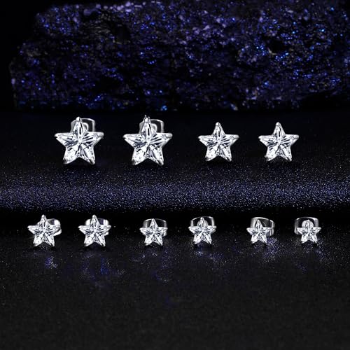 316L Stainless Steel Earrings Set Hypoallergenic Cubic Zirconia Stud Earring for Women Men (Heart/Teardrop/Oval/Star/Horse-Eye)3