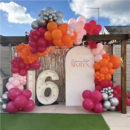 Image of 150pcs Hot Pink Balloons Different Sizes Pack, 18 12 10 5 Inch Party Balloon Garland Arch Kit for Birthday Valentine's Wedding Gender Reveal Party Decorations(With 2 Ribbons)