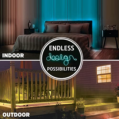 Image of Energizer Smart 2pk Neon LED Light Strips, 20 Ft RGBW Wi-Fi LED Rope Light, Water Resistant for Outdoor & Indoor, Compatible with Alexa Google Home & Siri, Voice & Remote Control, Flexible, Dimmable