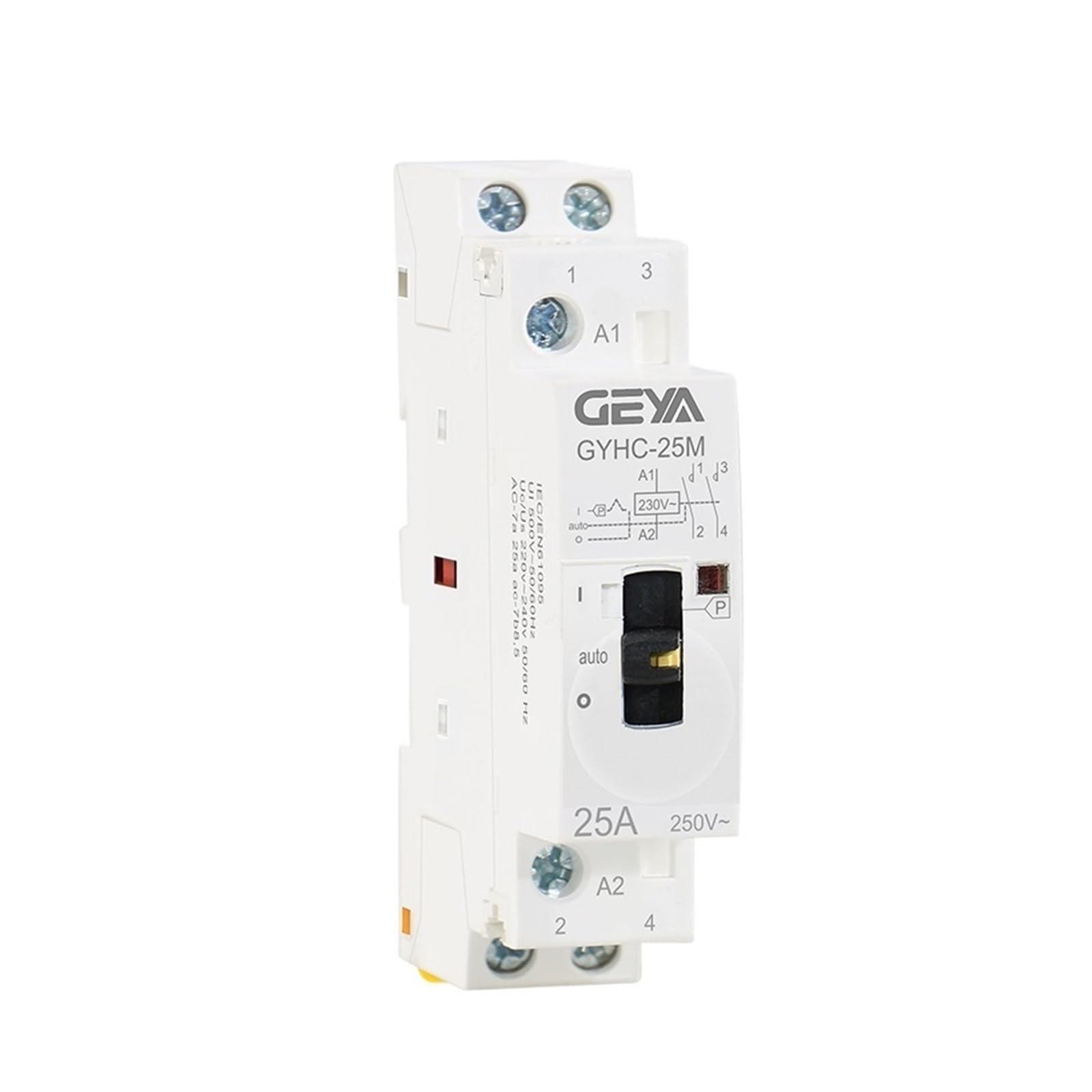 Contactor Modular tipo Manual 2P 16A 20A 25A 2NO o 2NC 220V Control Manual Contactor doméstico Tipo carril Din(2P 16A 2NO M)