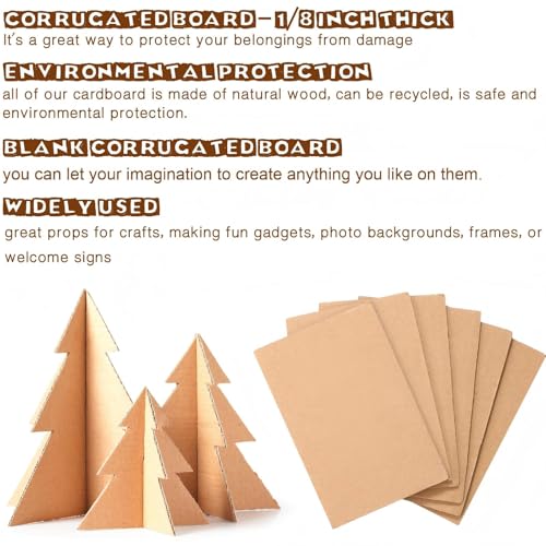 Image of 50 Pack Corrugated Cardboard Sheets Flat Hard Cardboard Inserts Back to School Classroom Supplies Flat Squares Separators for Shipping, Mailing, Packing, Art Projects, DIY Crafts(9 x 12 Inch,Brown)