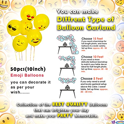 Party Propz Emoji Theme Birthday Decoration Kit - 52Pcs, Birthday Theme Decoration For Boys | Emoji Balloons Set | Happy Birthday Banner (Cardstock) With Led Lights | Smiley Theme Birthday Kit, Yellow
