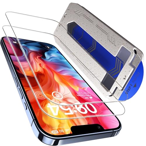 Image of Mr.Shield Align-X Screen Protector for iPhone 14 /13 /13 Pro /17e /16e | (2 Pack) Tempered Glass, 10H Hardness Guard, Military Grade Protection, Easy Install, Case-Friendly, Anti-Static