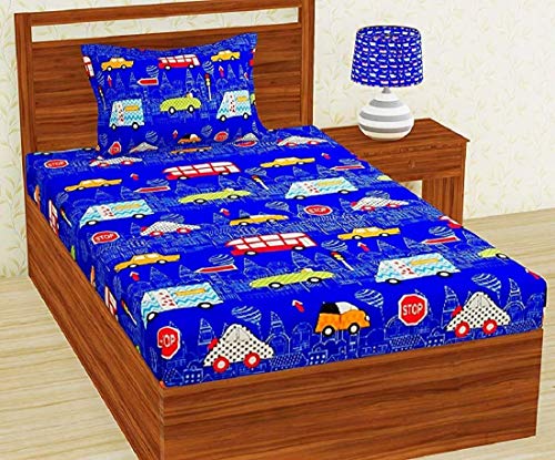 Image of COZY FURNISH Single Bedsheet with 1 Pillow Cover, 60 x 90 Inches, Soft Microfiber Cotton Bed Sheet Set for Single Bed