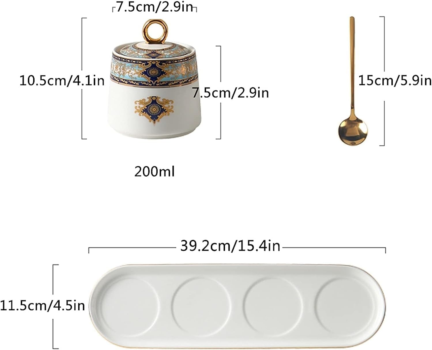 Salt and Sugar Container Sets Ceramic Condiment Container Set with Spoon Lid and Tray Condiment Container Seasoning Box Set Seasoning Jar Kitchen Counter,B-4pcs