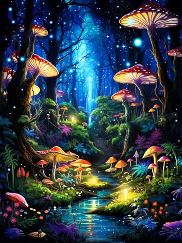 Image of Glow Forest Cross Stitch Kits, Embroidery Starter Kit for Adult Beginners, 11CT Cross-Stitch Patterns Dimensions Kit Arts,Needlepoint Kit Crafts for Home Decor 15.7x11.8 inch
