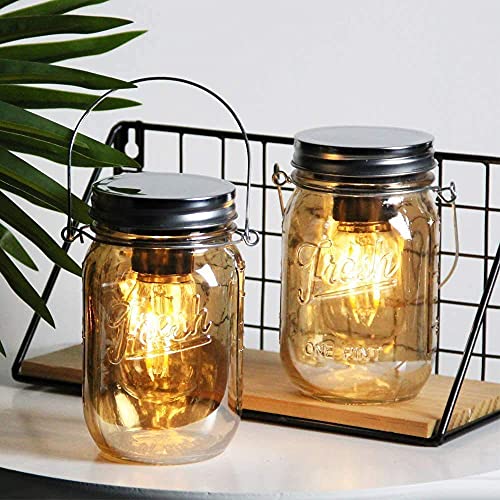 MJ PREMIER Mason Jar Lights Hanging,2-Pack Outdoor Garden Lanterns,Battery Operated Cordless Lamps,LED Bulb and Auto Timer,Patio,Indoor Lights for Camping Picnic Party Fireplace Hallway (Amber) - Cosy Home Interiors MJ PREMIER Mason Jar Lights Hanging,2-Pack Outdoor Garden Lanterns,Battery Operated Cordless Lamps,LED Bulb and Auto Timer,Patio,Indoor Lights for Camping Picnic Party Fireplace Hallway (Amber) - Image 9
