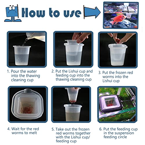 Image of Dbeans Floathng Aquarium Fish Feeder, Red Worm Cup, Multiple Pets