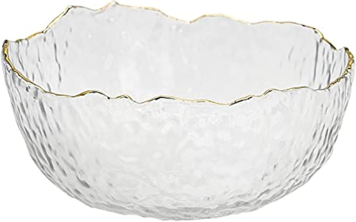 TOSSOW Irregular Shape Glass Salad Bowl, 25 oz Pyrex Mixing Bowl for Kitchen Prep, Fruit, Snack, Dessert, and Candy Dishes or Nut Bowls (Transparent)