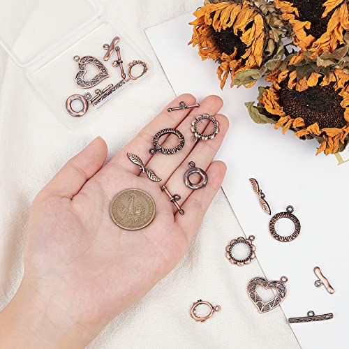 SUPERFINDINGS 10 Sets 5 Styles Brass Toggle Clasps Red Copper OT Buckle Rack Plating Jewelry Clasp Connectors for DIY Jewelry Making Crafts - Image 3