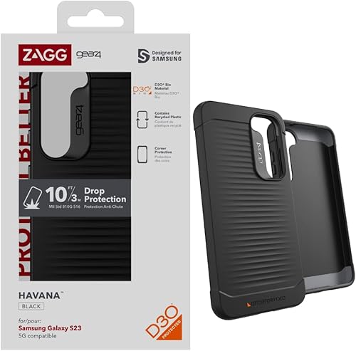 ZAGG Gear4 Havana - Funda para telĂ©fono Samsung Galaxy S23, protecciĂłn contra caĂdas D30 de hasta 10 pies, funciona con sistemas de carga ZAGG Gear4 Havana - Funda para telĂ©fono Samsung Galaxy S23, protecciĂłn contra caĂdas D30 de hasta 10 pies, funciona con sistemas de carga
