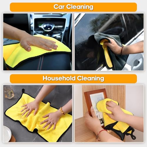 Image of AM Safe-X Microfiber Cloth for Car 850 GSM 40x40 cms 1 Pcs Aqua Blue & Grey Twisted Loop Super Absorbent Towel, Edgeless Design with Plush Pile & Lint Free Cloth for Drying & Detailing
