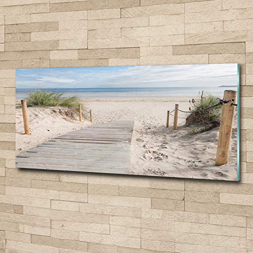 Tulup - Schilderijen op glas - 125x50 - Schilderij - Muurdecoratie - Wanddecor - Kunstdruk - Muurkunst - Modern Decoratief Beeld Gedrukt - Wandschilderijen - Decoratie Poster - Foto - Afbeelding - Landschappen - strand - Beige - Afbeelding 3
