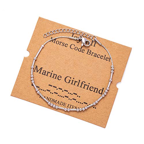Image of JoycuFF Inspirational Morse Code Bracelets for Women Silver Beads Jewelry Encouragement Mantra Gifts for Her