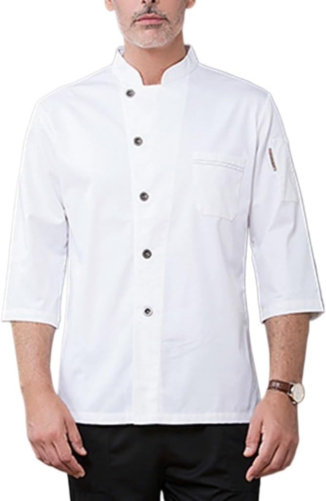 Short Sleeve Unisex Chef Coat for Men Women Kitchen Chef Uniform for Food Service, Caterers, Bakers Culinary