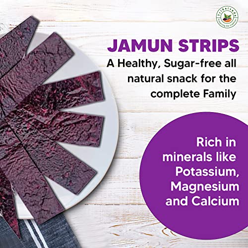 Image of Tribalveda Whole Dried Jamun Strips - Pack of 24(20gm each), Fresh Fruit, Black Plum, Jamun Bar, Healthy Mixes Chips, Dried Fruit, Rich In Dietary Fibers, Hygienically Packed (Jambu Strips)