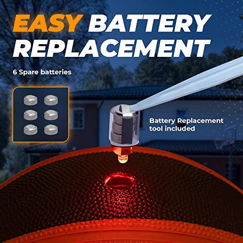 Nightmatch Waterproof Size 7 Led Light Up Basketball - Durable Glow In The Dark Basketball With 2 Leds - 6 Extra Batteries & 1 Pump - Unending Nighttime Fun With Glow Basketball - Gifts For Kids #TOP4