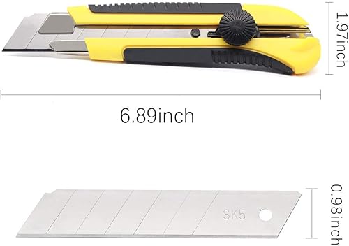 Miniatura 4 de Paquete de 24 cuchillos utilitarios, cortador retráctil para cajas de cartón, cartón y cajas, hoja afilada de 0.984 in más ancha, mecanismo suave,