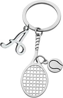 Personalized Tennis Racquet Keychain – Custom Initial Charm and Tennis Jewelry Gift for Women, Girls, Players, Teams, or Coaches