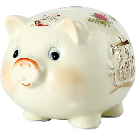 Amazon Co Jp Ledmomo かわいい豚の貯金箱 陶器の貯金箱 動物の貯金箱 豚の置物 コイン お札 底穴あり おもちゃ
