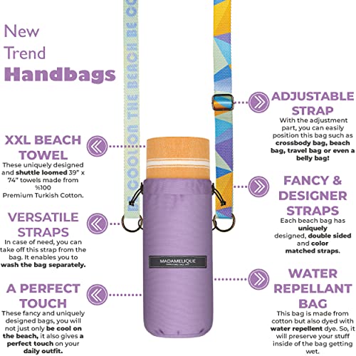 Madamelique Turkish Beach Towel With Beach Bag - 39 X 74 - Prewashed Beach Towels Oversized -%100Cotton - Quick Dry - Sand Free - Hand Loomed Turkish Bath Towels - Unique Turkish Towel (Orange) #TOP1