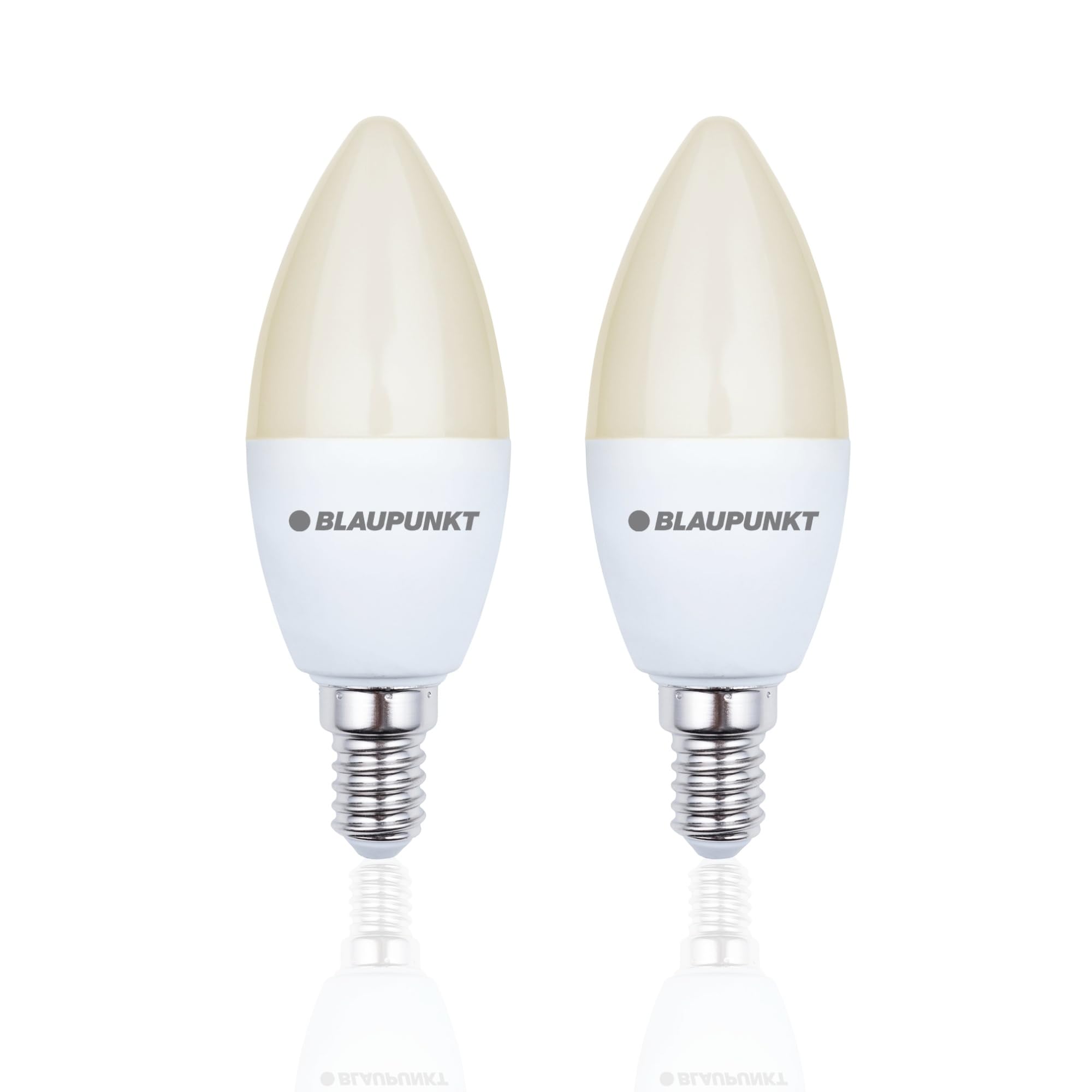 Blaupunkt E14 Candle LED Bulb - Frosted, 10W (80W to 100W Equivalent), 820 Lumens, 2700K Warm White, Non-Dimmable ES Screw Base, Energy-Saving Home Lighting – Pack of 2