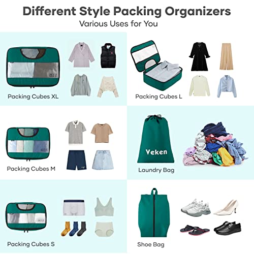 6-Set-of-Various-Colored-Packing-Cubes-in-4-Sizes-Extra-Large-Large-Medium-Small-Veken-Packing-Cubes-for-Travel-Accessories-Travel-Essentials-Luggage-Organizer-Bags-for-Carry-on-Suitcases