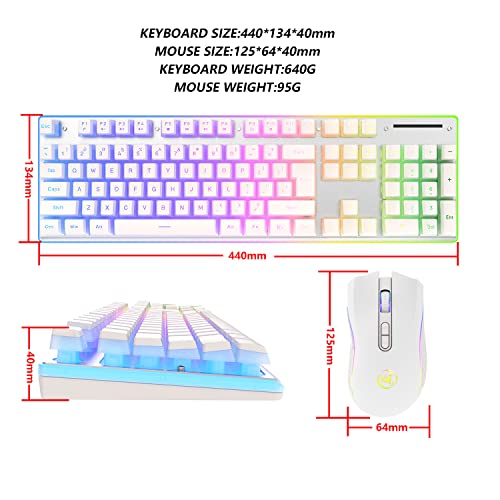 MAMBASNAKE L96 Kabellose Tastatur- und Maus-Kombination, wiederaufladbare 3000-mAh-RGB-Tastatur in voller Größe mit Pudding-Tastenkappen + optische Mäuse mit 4800 DPI, mechanische Tastatur und Maus