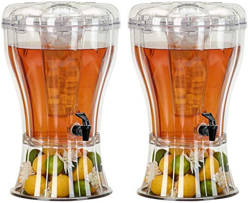 2 Pack Cold Beverage Drink Dispenser Unbreakable 3.5 Gallon BPA Free with Ice Cone, Parties, Weddings, Catering, Events