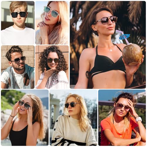 Retro Aviator Sunglasses for Women Men Trendy Classic Square 70s 80s 90s Vintage Shades Double Bridge Aviators FZN8132
