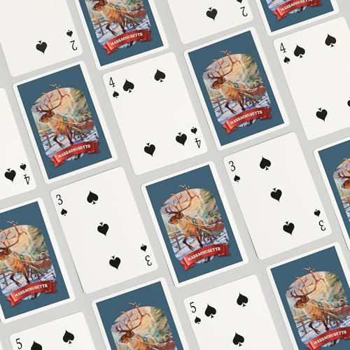 Lantern Press Massachusetts Christmas Sleigh Ride Baraja Poker 52 Cartas miniatura 4
