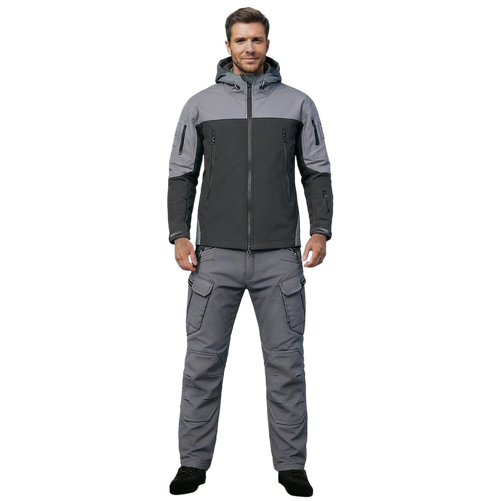 Traje Táctico de Trabajo con Capucha Polar para Hombre Aislamiento Térmico Escalada Senderismo Aventuras Exteriores