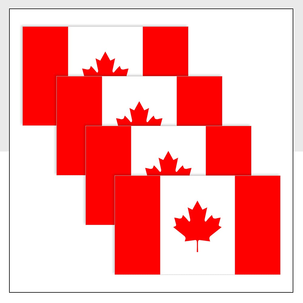 Canada Flag Bumper Sticker Pack of 4 (75 x 50mm) Waterproof CAN Labels for Van Fridge Bike Laptop Car Helmet Packwith® #P1102
