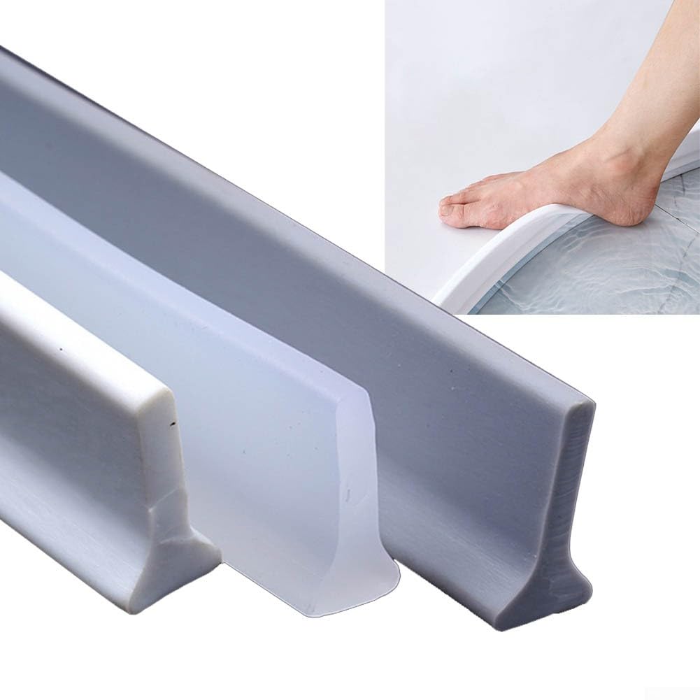 Nassraum-Bodenbarriere, Wetterstreifen, 500 Cm, Gummi-Silikon-Duschbarriere, Badezimmer, Wasserdichter Streifenrand, Wasserstopper Für Waschbecken, Badewanne, Arbeitsplatte/-/Transparent
