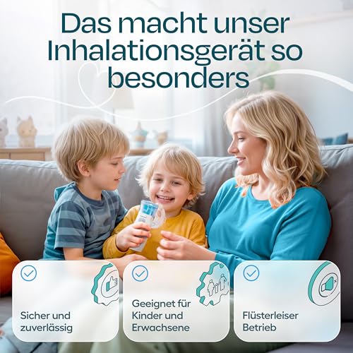 HIMMELSHAUCH MEDICAL Ultraschall Inhalationsgerät Kinder & Inhaliergeräte für Erwachsene | Inhalator Baby | Vernebler Gerät | Elektrische Inhalatoren | Kochsalzlösung Inhalieren | Mesh Nebulizer