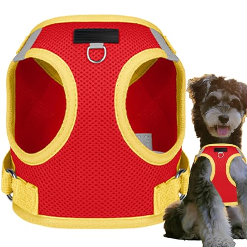 Bmucp 子犬ハーネス - ペットベスト、トラッカースロット付き反射調整可能なベスト |柔らかく ベスト、小型犬用散歩用ハーネス ペットハーネス 子犬ハーネス 子犬ベスト 反射調整可能ハーネス ソフト通気性小型犬用ハーネス