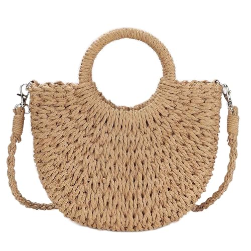 BTHRORO Stroh Umhängetaschen für Damen, Mode Sommer Strandtasche Crossbody Tasche Basttasche Leichte Crossbody Tasche für Mädchen Reise Täglicher Sommer Strand
