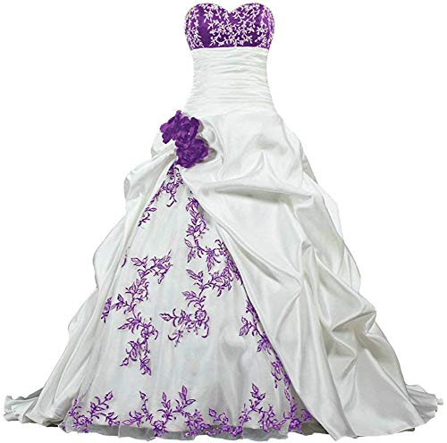 Women's Sweetheart Beaded Taffeta Embroidery Wedding Dresses Bridal Gown