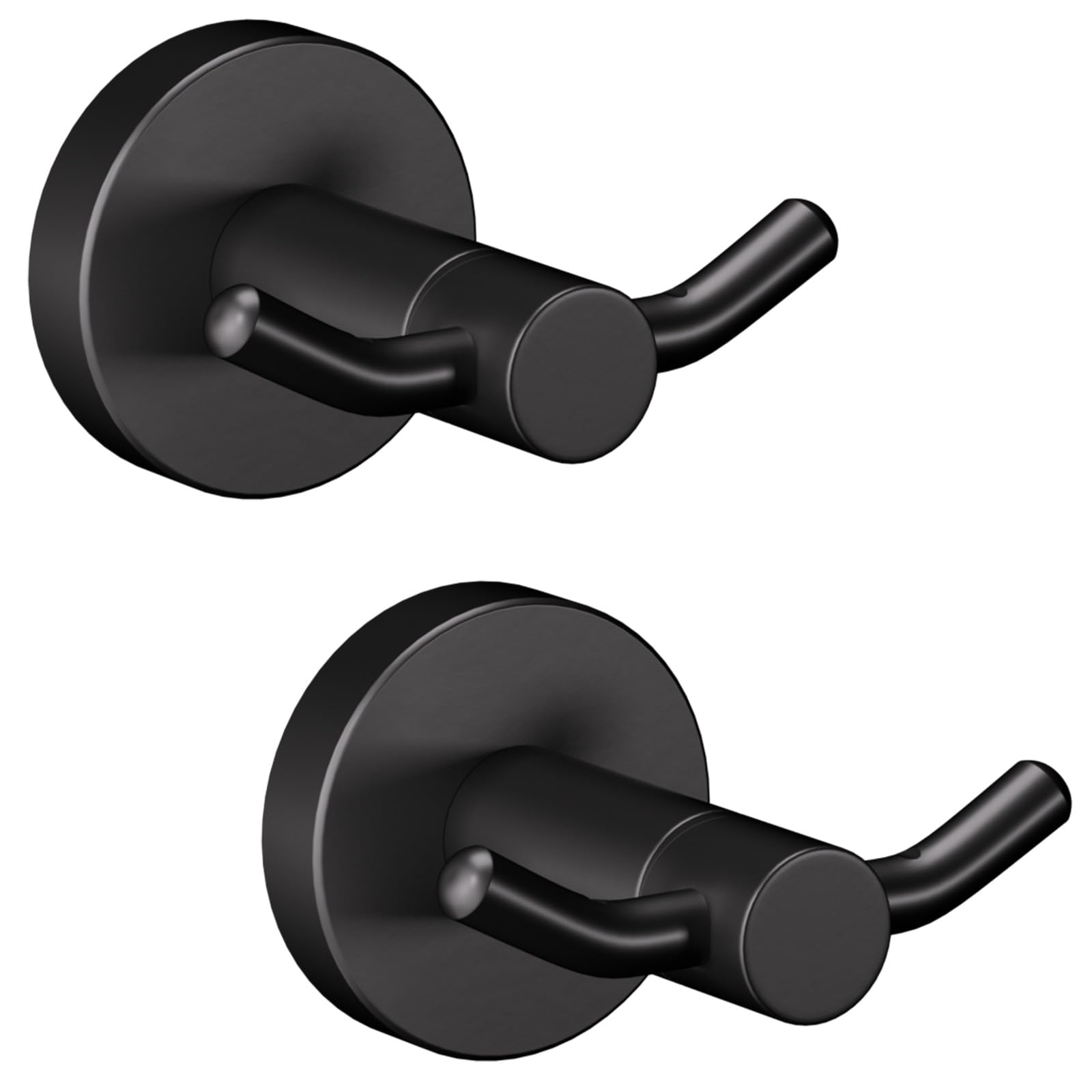 Yundoza Towel Hooks for Bathroom, Screw in Stainless Steel Door Hooks for Hanging Coat Robe Keys (Matte Black, 2 Pack)