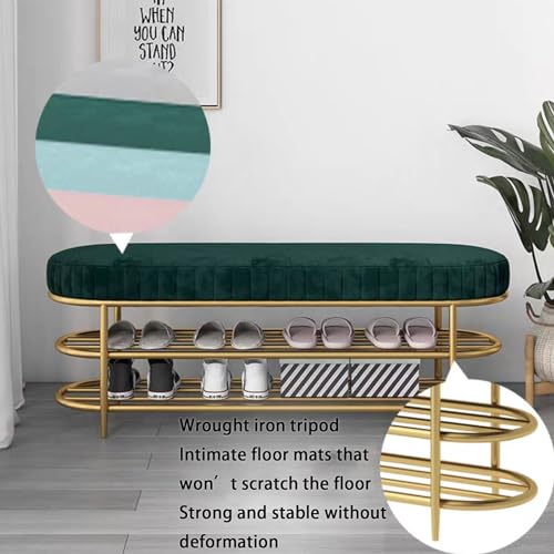 Banc à chaussures en velours confortable pour optimiser l'espace d'entrée - 6