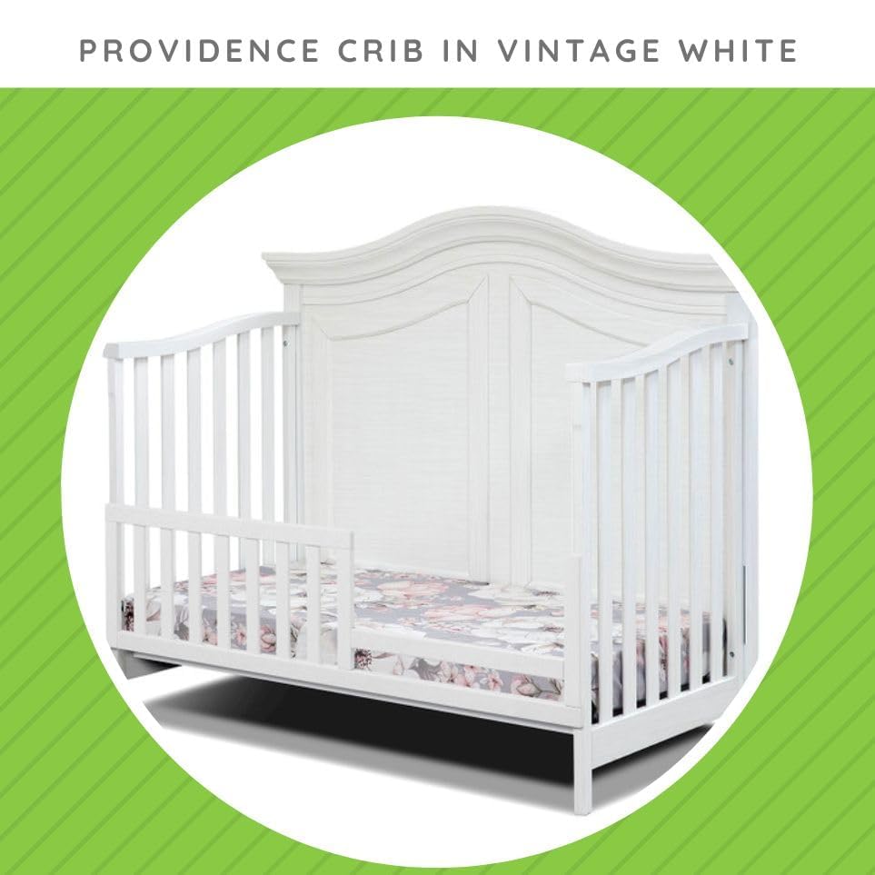 Image of Toddler Bed Safety Guard Rail for Sorelle Convertible Cribs - Solid Wood Rail for Convertible Crib to Toddler Bed Conversion - Safety Bed Rail for Children (Model #136, Vintage White)
