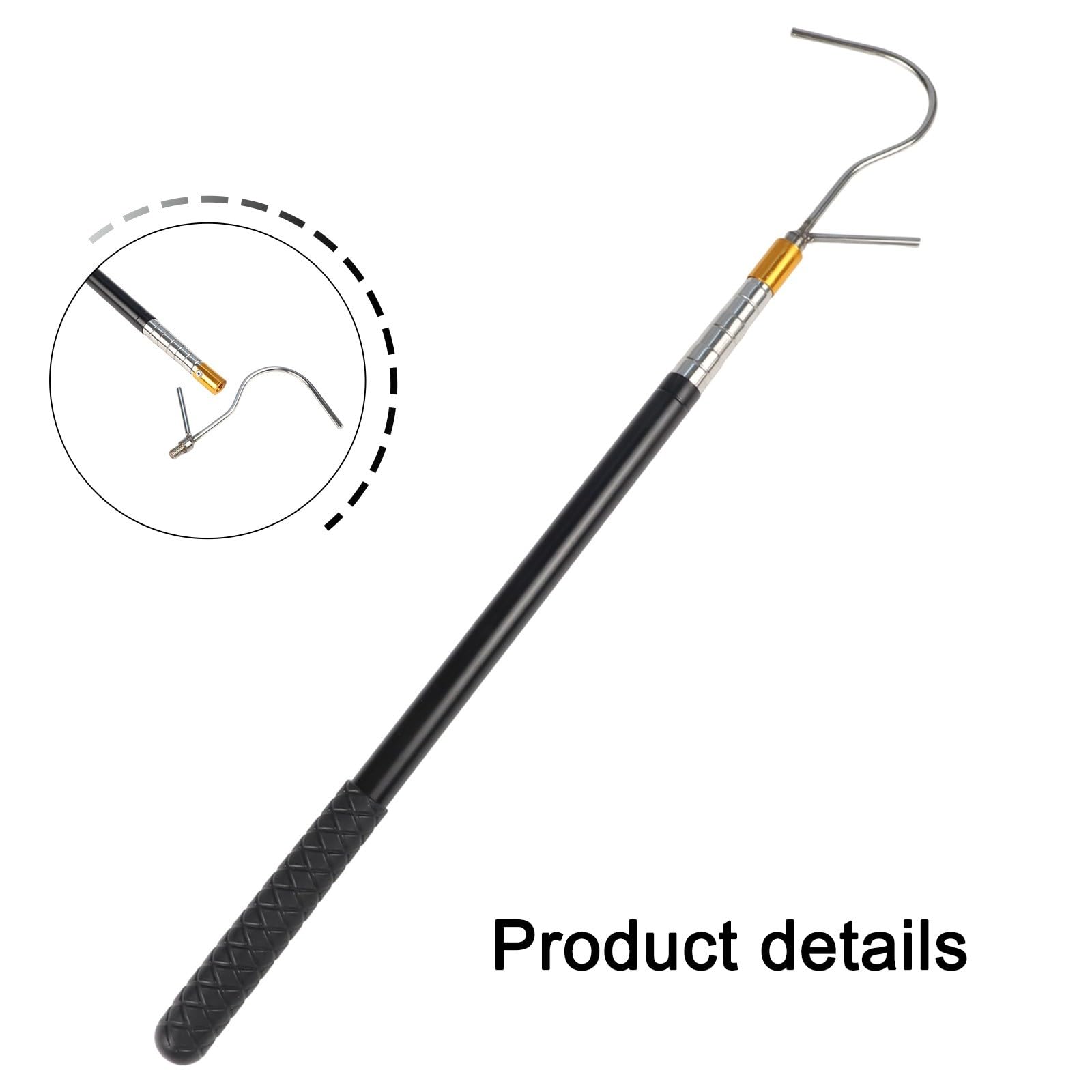 Asta apritetto retrattile 53,5-160 cm, regolabile in acciaio inox, strumento di apertura con gancio per camper, roulotte, lucernari di casa