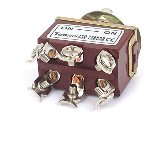 Sourcingmap AC 250V/15A 125V/20A 6 Screw Terminals On-On 2 Position DPDT Toggle Switch - Image 2