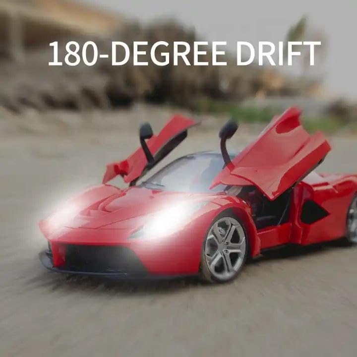 Image of SUPER TOY Open Door Remote Control Car for Boys 3-14 Years with Spray Booster Sports Model RC Car Rechargeable Toy for Kids with Charging Cable Birthday Gifts, Red