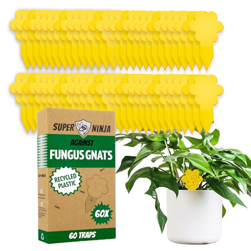 Super Ninja Atrapa Moscas - 60 Piezas Trampa Moscas - Trampas Adhesivas para Moscas Interior - Trampas Amarillas Altamente eficaces y ecológicas - Fácil de Usar - hasta 3 Meses