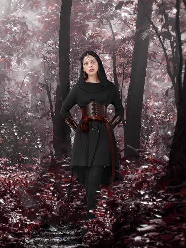 Somsoc UA6459 Women Renaissance Fairy Costumes Medieval Hooded Robe Lace Up Dress Accessories Traditional Set thumb #5