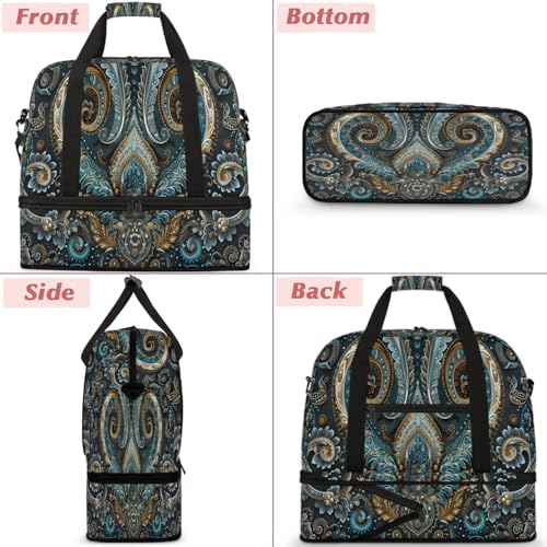 Large Weekender Overnight Bags Travel Duffel Bag for Women Men Ethnic Texture Solemn Gym Bag With Shoe Compartment Foldie Travel Tote Bag Carry On Personal Item Bag for Travel Gym Sports3
