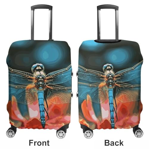 Dragonfly On The Flower Printed Luggage Cover Protector, Fits 18-32 Inch Luggage3