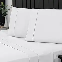 Jogo de Cama Casal Percal 400 Fios Ponto Palito 04 Peças, Antiácaro, Anti-pilling com Toque Macio - Branco